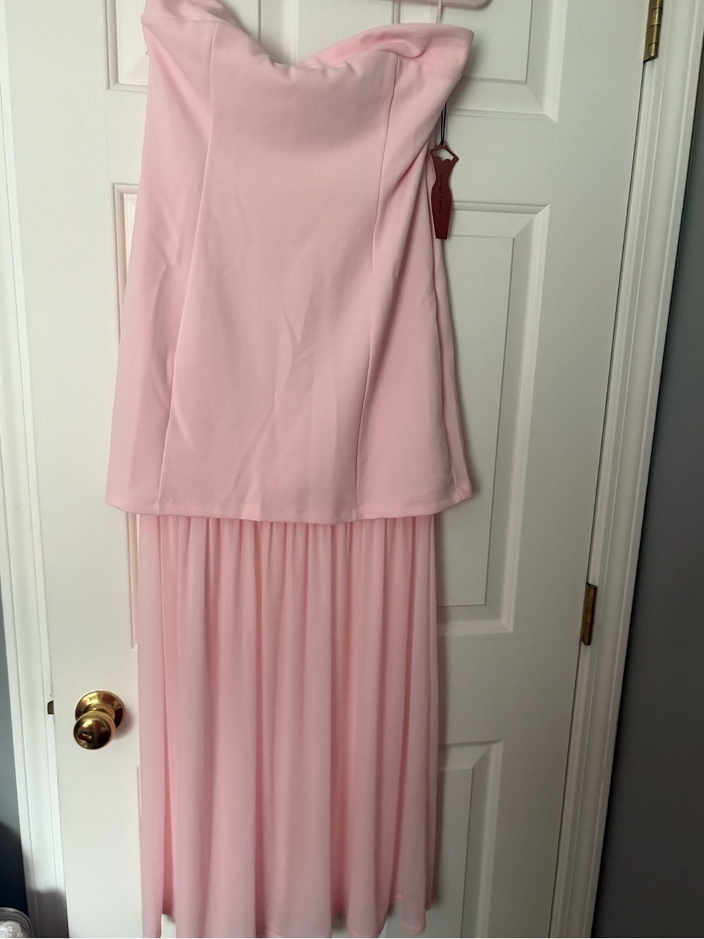 Rainbow Strapless Blush Pink Flowing Dress